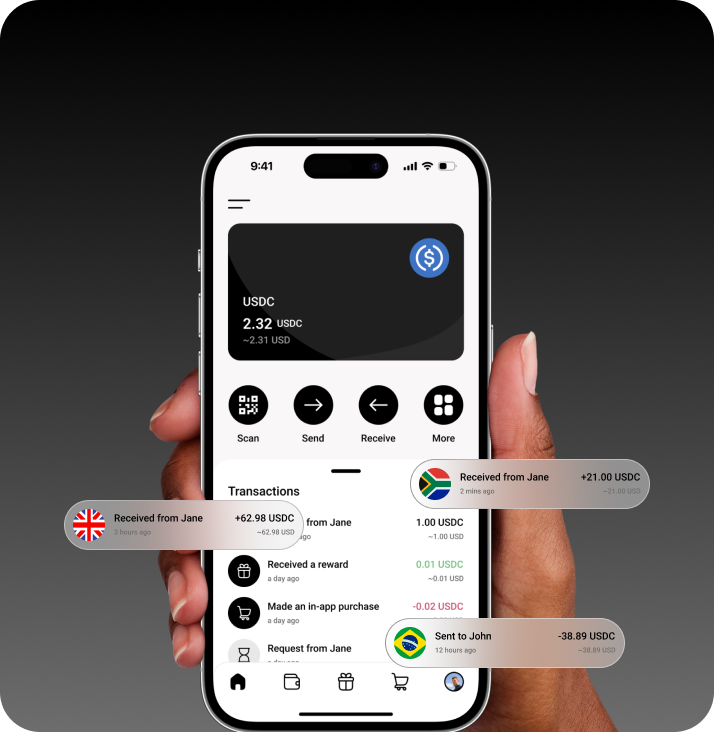 Rehive Global Money Account - Digital banking interface showing global money transfers and account management